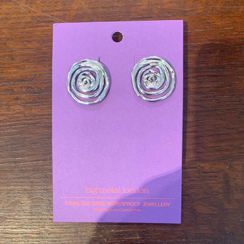 Big Metal London Swirl Stainless Steel Earrings